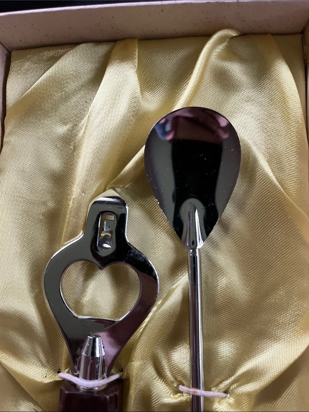 Vtg Grants 2 Piece Set Bar Spoon & Bottle Opener  NIB Japan MCM Wood Handles